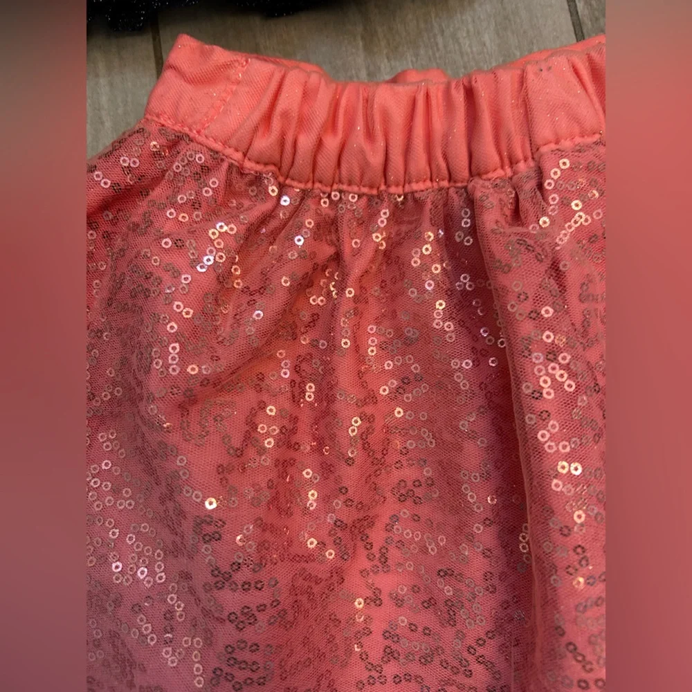 Glitter blue and Coral sequin girls Skirt Set